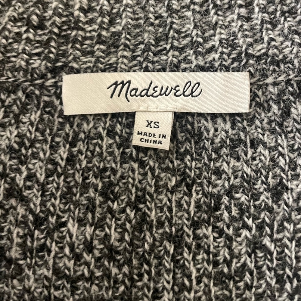 Madewell Ribbed Half-Zip Sweater Dress Collar Marled Black Gray Wool Blend XS - Picture 9 of 9